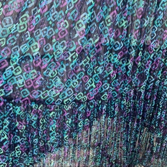 Sedona Clothing Company Blue Boho Pleated Abstract Pull On Maxi Skirt One Size - Picture 4 of 6